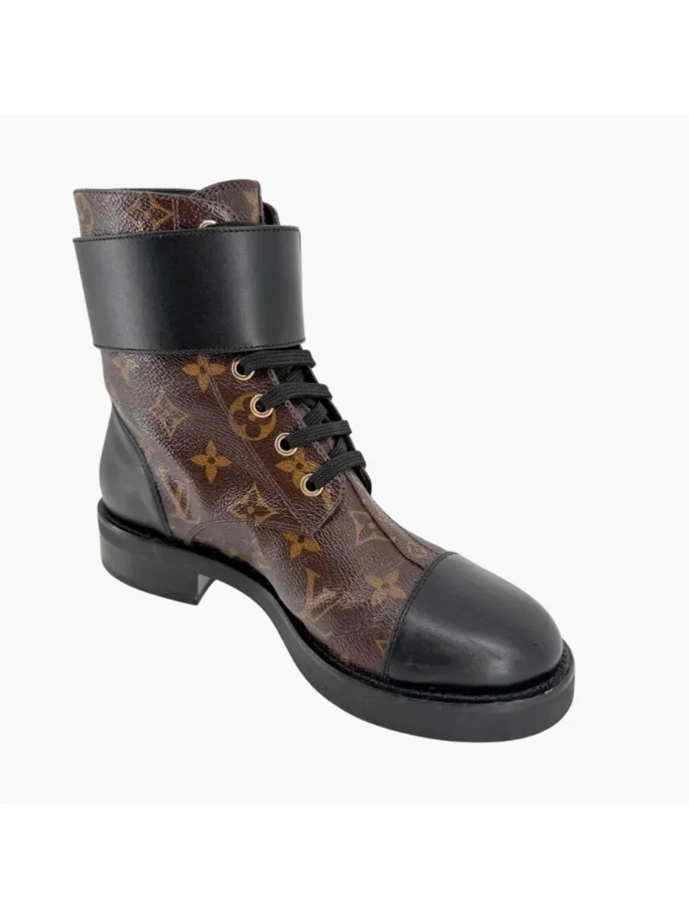 Louis Vuitton Ranger Wonderland Combat Boots Brown LV Size 36.5 US 6.5 Women’s